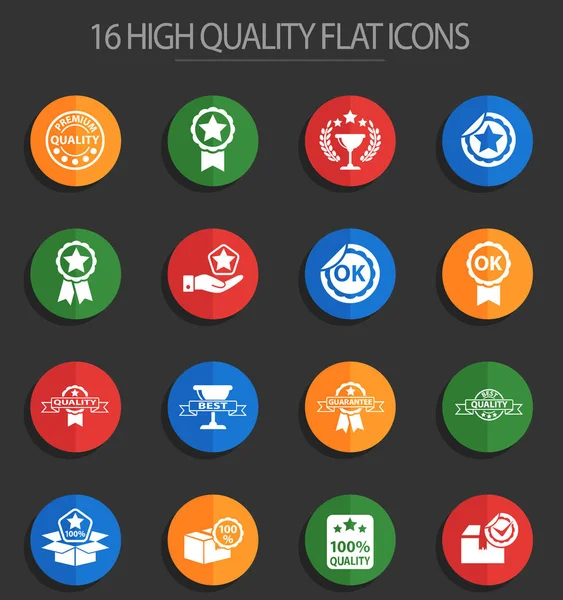 Qualité 16 icônes plates — Image vectorielle