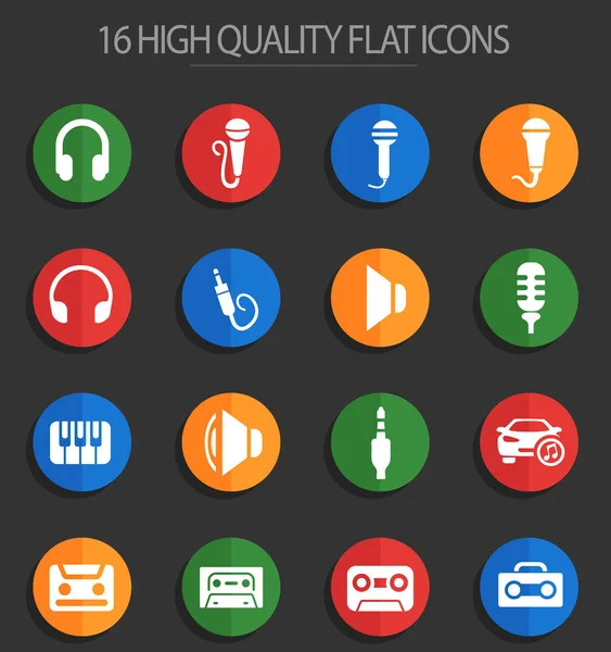 Musical 16 flat icons — Stock Vector