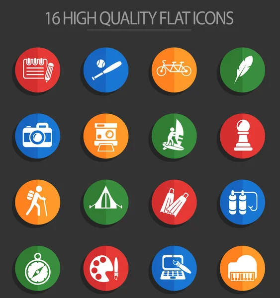 Ocio 16 iconos planos — Archivo Imágenes Vectoriales