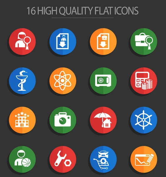 Recherche d'emploi 16 icônes plates — Image vectorielle