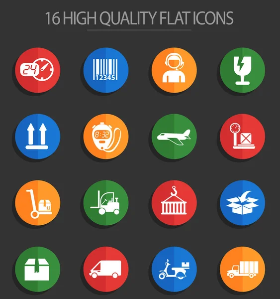 Livraison 16 icônes plates — Image vectorielle