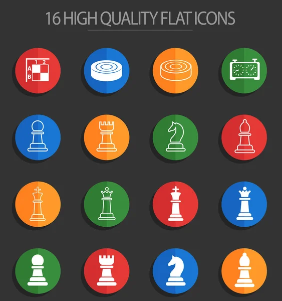 Échecs 16 icônes plates — Image vectorielle