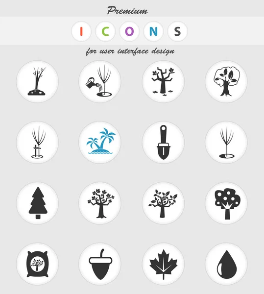 Árbol herramientas icono conjunto — Vector de stock