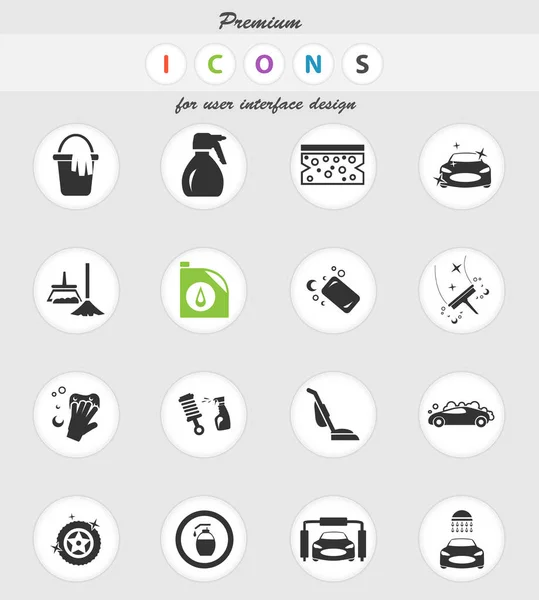 Araba yıkama Icon set — Stok Vektör