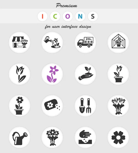 Bloemen pictogram set — Stockvector