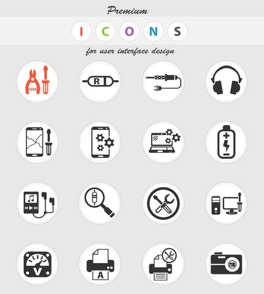 Elektronica Reparatie Web Iconen Voor User Interface Design — Stockvector