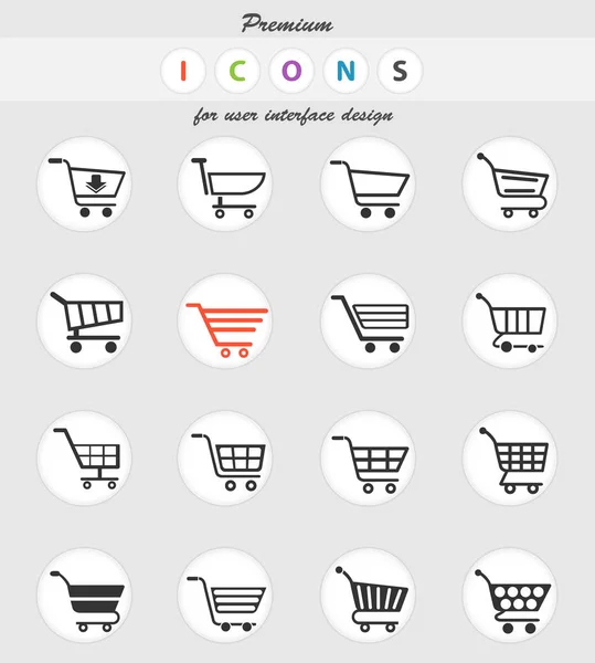 Carrito de compras icono conjunto — Vector de stock