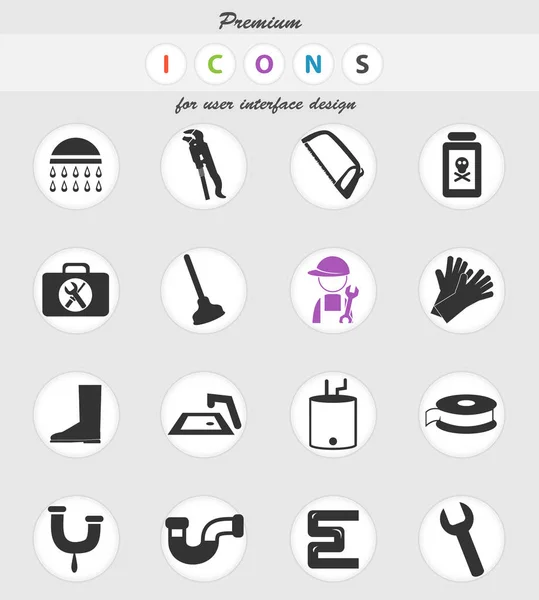 Conjunto de iconos de servicio de plomería — Archivo Imágenes Vectoriales