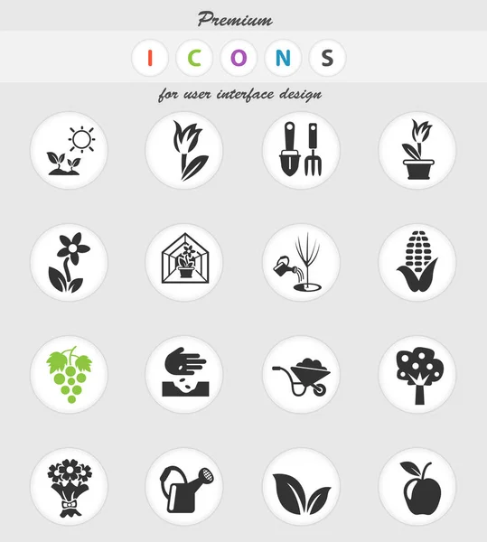 Plantas herramientas icono conjunto — Vector de stock