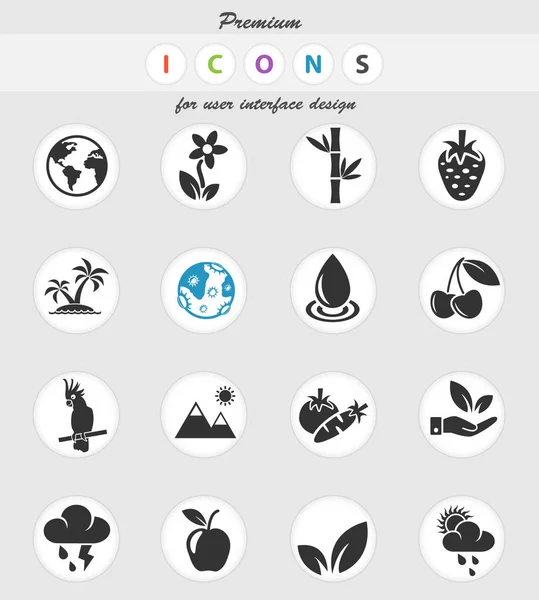 Conjunto de iconos naturaleza — Vector de stock