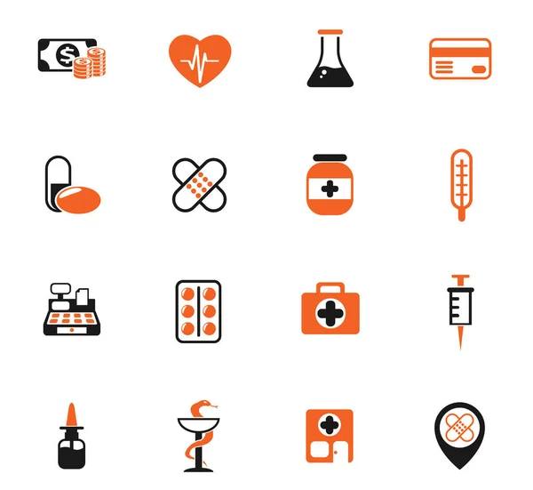 Conjunto de iconos de color farmacia — Vector de stock