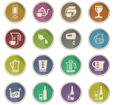 mutfak eşyaları için içecekler Icon set