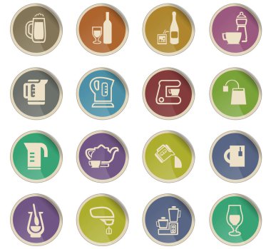 mutfak eşyaları için içecekler Icon set