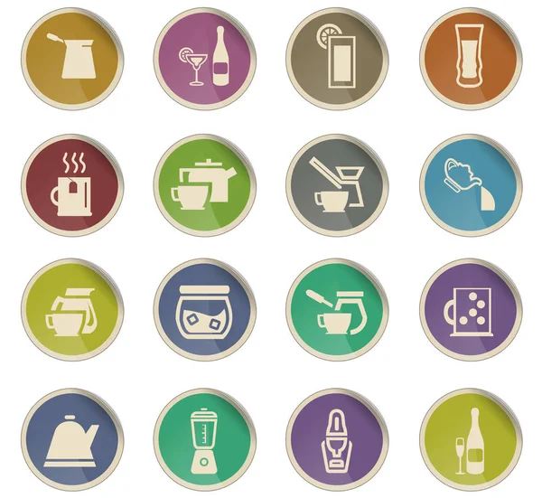 Utensilios para bebidas icono conjunto — Vector de stock