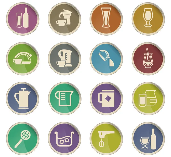 Utensílios para bebidas conjunto de ícones — Vetor de Stock