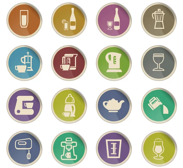 Utensilios para bebidas icono conjunto — Vector de stock