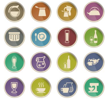 mutfak eşyaları için içecekler Icon set