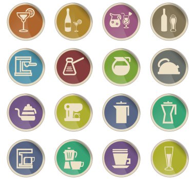mutfak eşyaları için içecekler Icon set