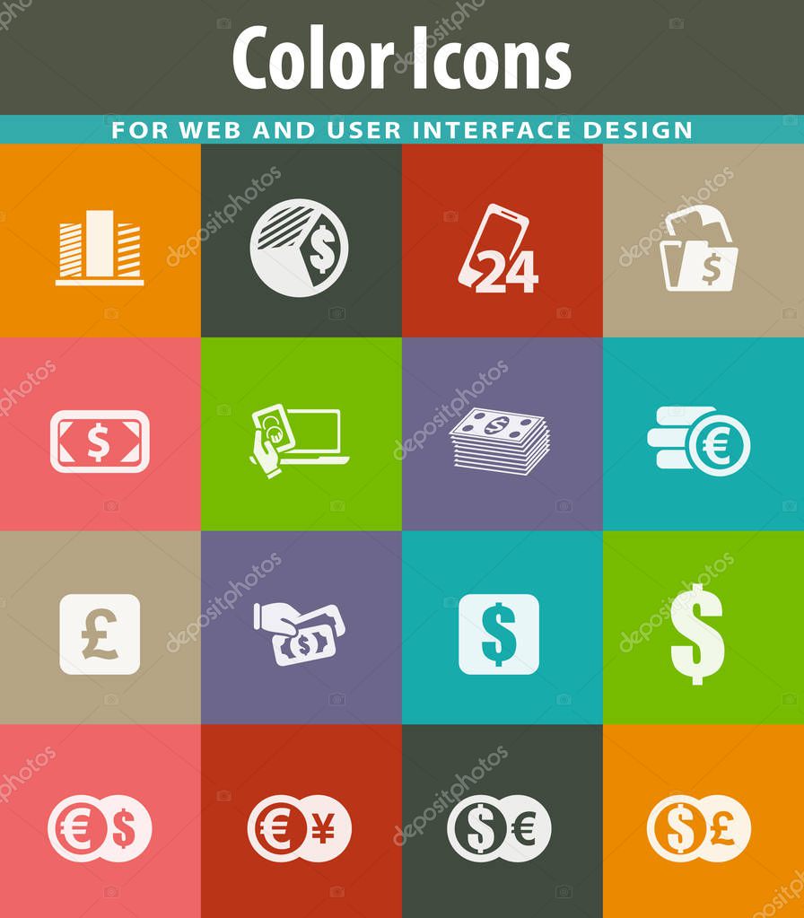 Currency exchange vector icons for user interface design