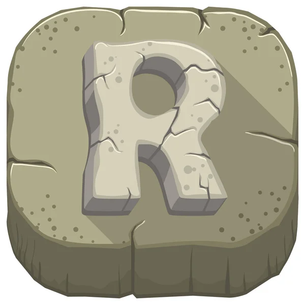 Буква R, высеченная из камня — стоковый вектор