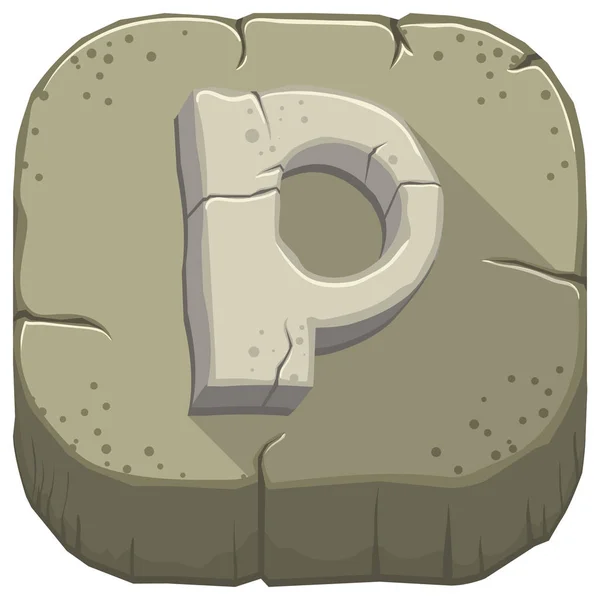 Letter P uit steen gehouwen — Stockvector