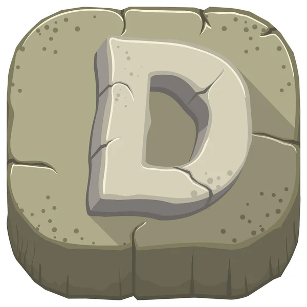 Letra D tallada en piedra — Vector de stock