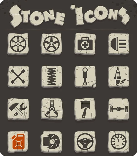 Voiture boutique icône en pierre ensemble — Image vectorielle