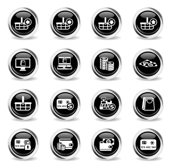 SET ICONICO E-COMMERCE — Vettoriale Stock