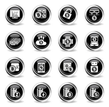 Cryptocurrency ve madencilik Icon set