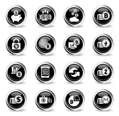 Cryptocurrency ve madencilik Icon set