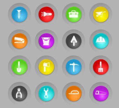 iş araçları plastik renkli düğmeler Icon set yuvarlak
