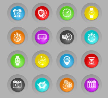 zaman plastik yuvarlak düğmeleri Icon set renkli