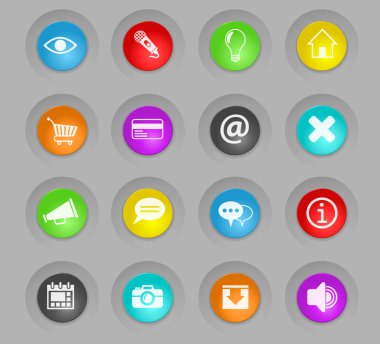Kullanıcı arabirimi plastik yuvarlak düğmeleri Icon set renkli
