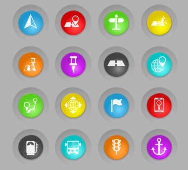 plastik renkli gezinti düğmeleri Icon set yuvarlak