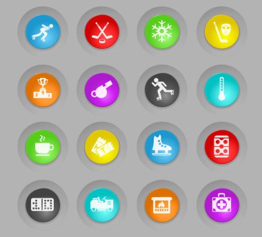 buz pateni pisti renkli plastik yuvarlak düğmeleri Icon set