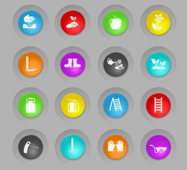 plastik renkli bahçe yuvarlak düğmeleri Icon set
