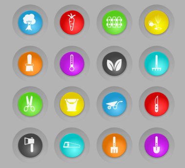 plastik renkli bahçe yuvarlak düğmeleri Icon set
