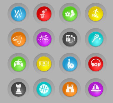 boş zaman plastik renkli yuvarlak düğmeleri Icon set