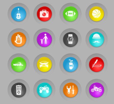 Baba gün plastik yuvarlak düğmeleri Icon set renkli