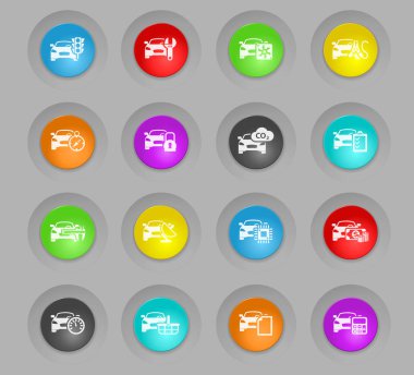 araba servisi plastik renkli yuvarlak düğmeleri Icon set