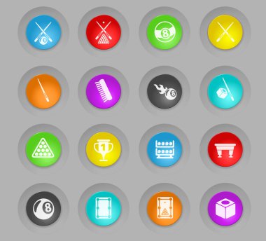 Bilardo plastik yuvarlak düğmeleri Icon set renkli