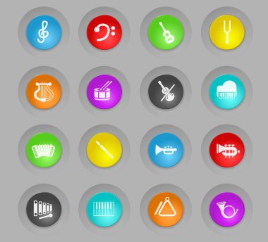 Klasik aletleri plastik renkli düğmeler Icon set yuvarlak