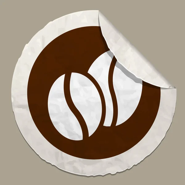 coffee bean icon on paper label