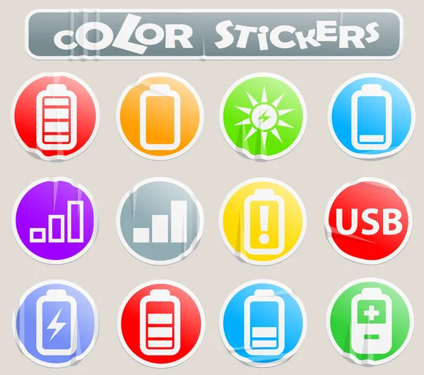 Battery and Power color stickers — Stock Vector