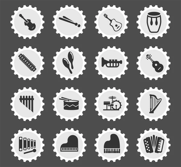 Conjunto de ícones de instrumentos musicais —  Vetores de Stock