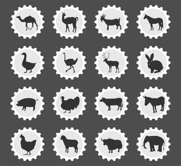 Çiftlik hayvanları Icon set — Stok Vektör