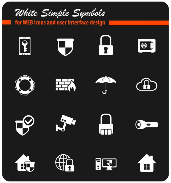 Conjunto de icono blanco de seguridad — Vector de stock