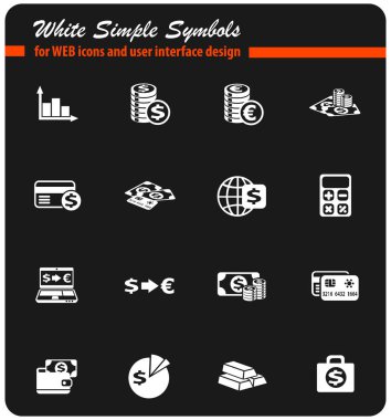 Döviz Alım Satım beyaz Icon set