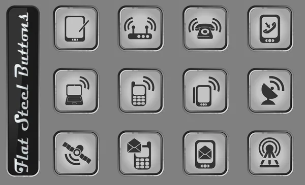 Mobiltelefone Vektor Web Icons Auf Den Flachen Stahltasten — Stockvektor