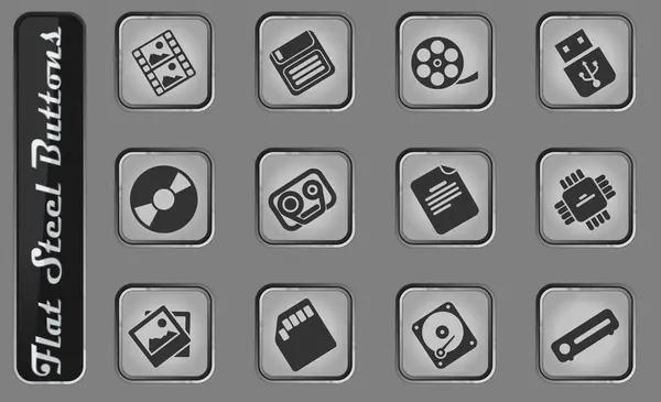 Informationsträger Vektorisieren Web Icons Auf Den Flachen Stahlknöpfen — Stockvektor